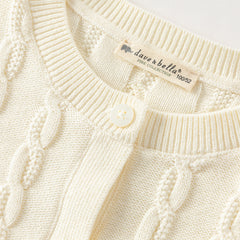 Dave&Bella Kids Girls Pearl White Long Sleeve Soft Cotton Sweater Cardigans