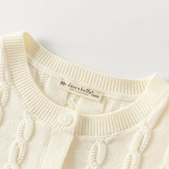 Dave&Bella Kids Girls Pearl White Long Sleeve Soft Cotton Sweater Cardigans
