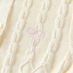 Dave&Bella Kids Girls Pearl White Long Sleeve Soft Cotton Sweater Cardigans