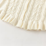 Dave&Bella Kids Girls Pearl White Long Sleeve Soft Cotton Sweater Cardigans