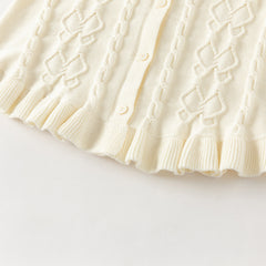 Dave&Bella Kids Girls Pearl White Long Sleeve Soft Cotton Sweater Cardigans