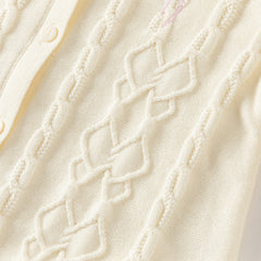 Dave&Bella Kids Girls Pearl White Long Sleeve Soft Cotton Sweater Cardigans