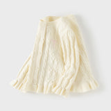 Dave&Bella Kids Girls Pearl White Long Sleeve Soft Cotton Sweater Cardigans