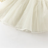 Dave&Bella Toddler Girls Cute Beige Long sleeve Adorable A-line Mesh Dress