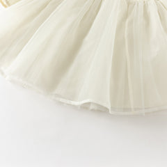 Dave&Bella Toddler Girls Cute Beige Long sleeve Adorable A-line Mesh Dress