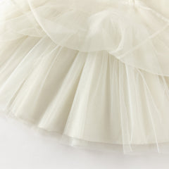 Dave&Bella Toddler Girls Cute Beige Long sleeve Adorable A-line Mesh Dress