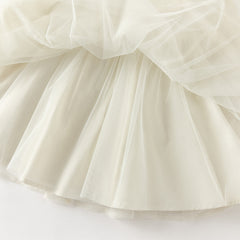 Dave&Bella Toddler Girls Cute Beige Long sleeve Adorable A-line Mesh Dress