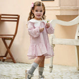 Dave&Bella Toddler Girls Adorable Candy Pink Cotton Long Sleeve A-line Princess Dress