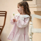 Dave&Bella Toddler Girls Adorable Candy Pink Cotton Long Sleeve A-line Princess Dress
