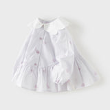 Dave&Bella Toddler Girls Purple Long Sleeve Lightweight Cotton Dress-style Sweatshirts