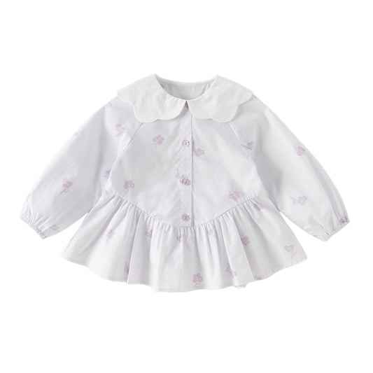 Dave&Bella Toddler Girls Purple Long Sleeve Lightweight Cotton Dress-style Sweatshirts