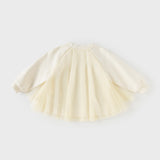 Dave&Bella Toddler Girls Cute Cream Yellow Long Sleeve Cape-style Mesh Sweatshirts