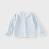 Dave&Bella Toddler Girls Sky Blue Long Sleeve Soft Cotton T-shirt Tops