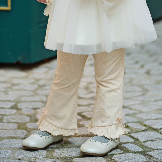 Dave&Bella Toddler Girls Apricot/Light Grey Slim Lightweight Pants