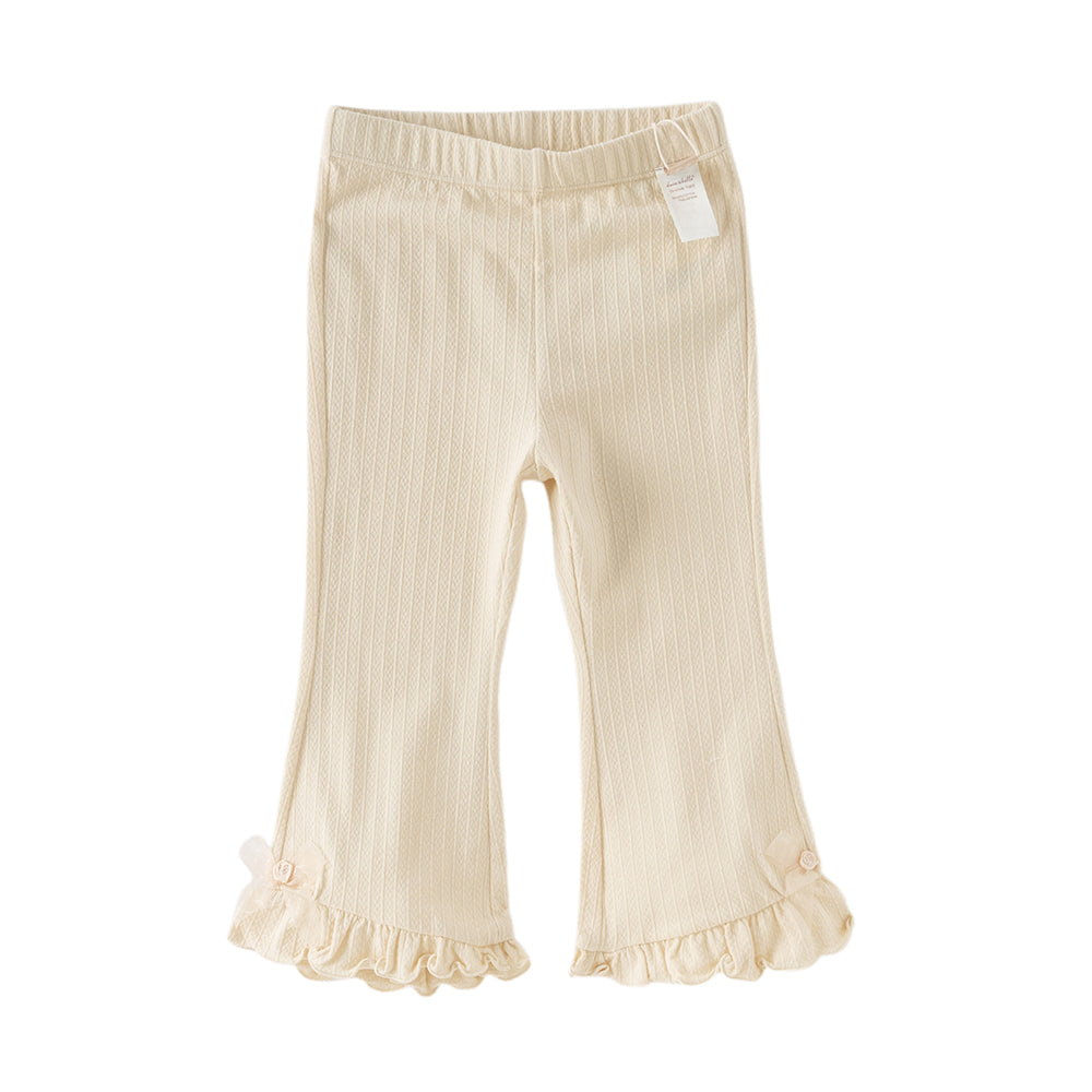 Dave&Bella Toddler Girls Apricot/Light Grey Slim Lightweight Pants