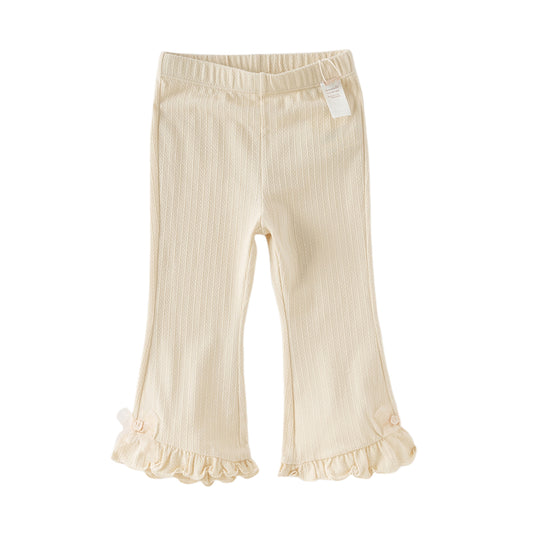 Dave&Bella Toddler Girls Apricot/Light Grey Slim Lightweight Pants