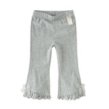 Dave&Bella Toddler Girls Apricot/Light Grey Slim Lightweight Pants