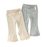 Dave&Bella Toddler Girls Apricot/Light Grey Slim Lightweight Pants