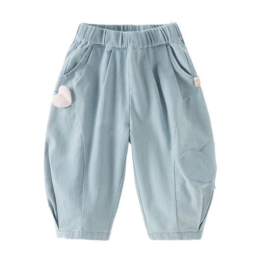 Dave&Bella Toddler Girls Fashion Denim Blue Lightweight Wide Jeans