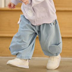 Dave&Bella Toddler Girls Fashion Denim Blue Lightweight Wide Jeans