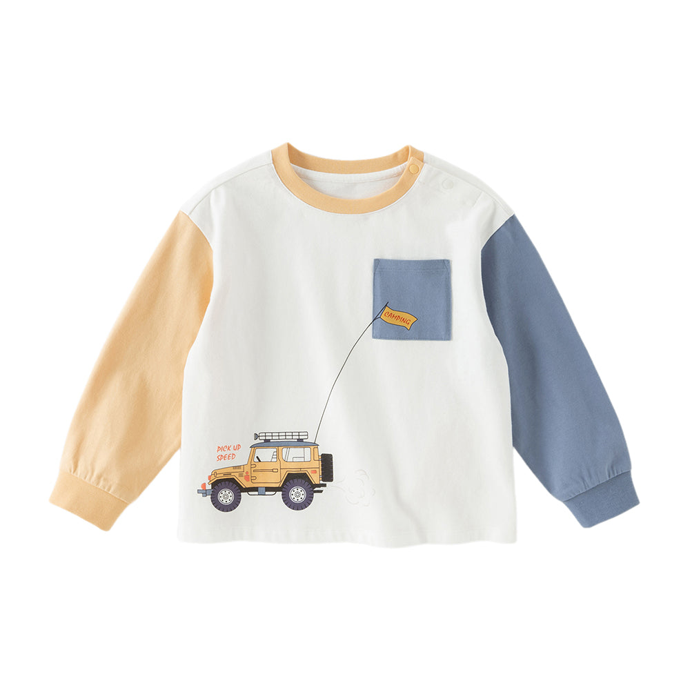 Dave&Bella Toddler Boys Beige Comfortable Cotton T-shirt Tops