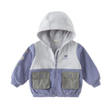 Dave&Bella Toddler Boys Grey Purple Outdoor Outwear Hooded Casual Jackets