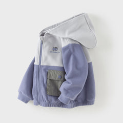 Dave&Bella Toddler Boys Grey Purple Outdoor Outwear Hooded Casual Jackets