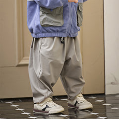 Dave&Bella Toddler Boys Summer Grey Lightweight Elastic Loose Pants