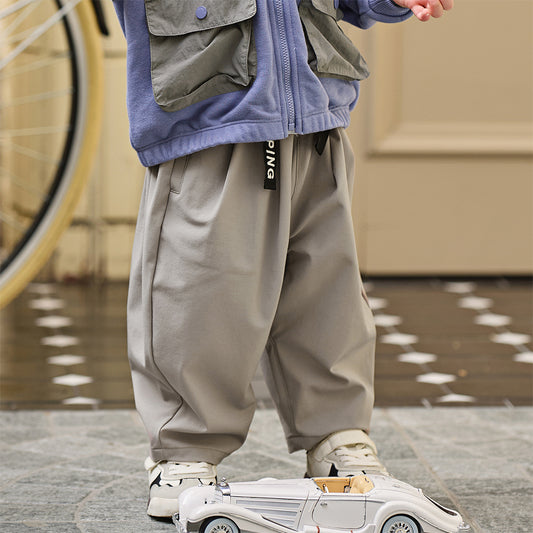 Dave&Bella Toddler Boys Summer Grey Lightweight Elastic Loose Pants