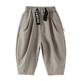Dave&Bella Toddler Boys Summer Grey Lightweight Elastic Loose Pants