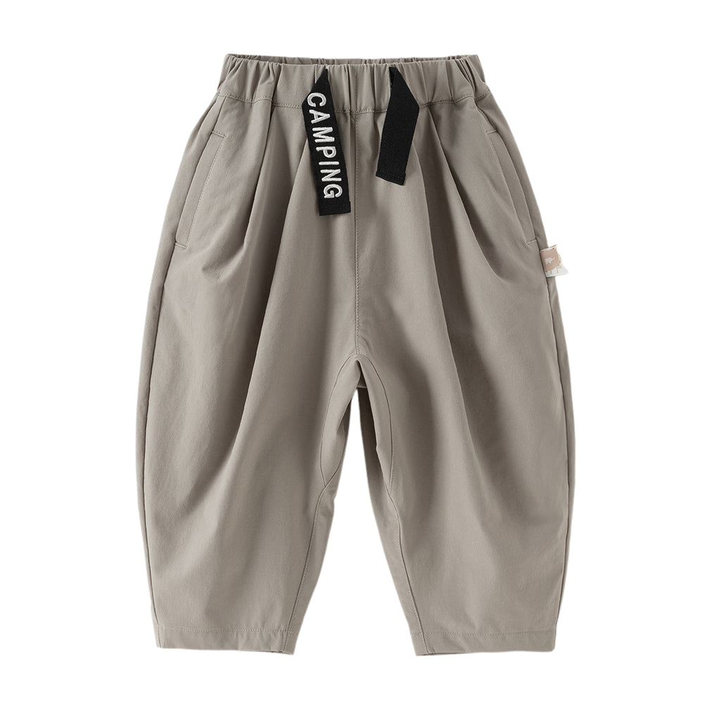 Dave&Bella Toddler Boys Summer Grey Lightweight Elastic Loose Pants