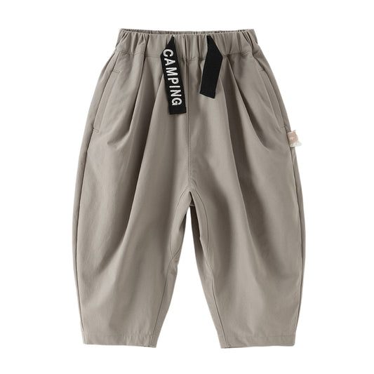 Dave&Bella Toddler Boys Summer Grey Lightweight Elastic Loose Pants