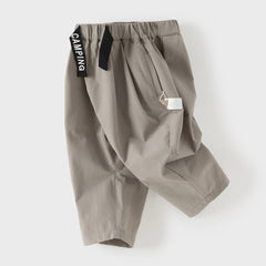 Dave&Bella Toddler Boys Summer Grey Lightweight Elastic Loose Pants