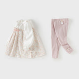 Dave&Bella Toddler Girls Pink Flower Print Long Sleeve Sweet Casual Top Pant Suits