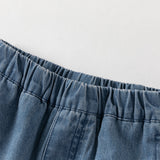 Dave&Bella Toddler Girls Fashion Denim Blue Cotton Wide Drawstring Jeans