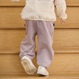 Dave&Bella Toddler Girls Grey Purple/Apricot Wide Casual Pants