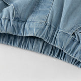 Dave&Bella Toddler Girls Denim Blue Flower Embroidery Straight-leg Comfortable Jeans
