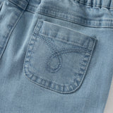 Dave&Bella Toddler Girls Denim Blue Flower Embroidery Straight-leg Comfortable Jeans