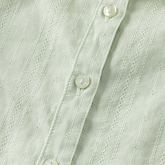 Dave&Bella Toddler Girls Grey Green/White Flower Embroidery Soft Cotton Shirt Tops