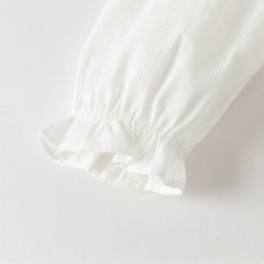 Dave&Bella Toddler Girls Grey Green/White Flower Embroidery Soft Cotton Shirt Tops