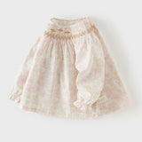 Dave&Bella Toddler Girls Beige Floral Print Sweet Cozy Cotton T-shirts