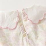 Dave&Bella Toddler Girls Cute Floral Print Beige Breathable Cotton Long Sleeve A-line Dress