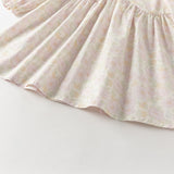 Dave&Bella Toddler Girls Cute Floral Print Beige Breathable Cotton Long Sleeve A-line Dress