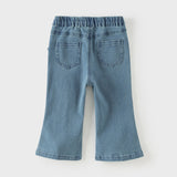 Dave&Bella Toddler Girls Fashion Blue Flower Embroidery Straight-leg Stretchable Jeans