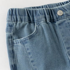 Dave&Bella Toddler Girls Fashion Blue Flower Embroidery Straight-leg Stretchable Jeans