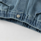 Dave&Bella Toddler Girls Fashion Blue Flower Embroidery Straight-leg Stretchable Jeans