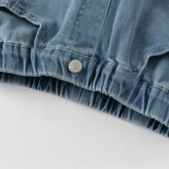 Dave&Bella Toddler Girls Fashion Blue Flower Embroidery Straight-leg Stretchable Jeans