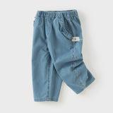 Dave&Bella Toddler Girls Denim Blue Soft Cotton Simple Tapered Jeans