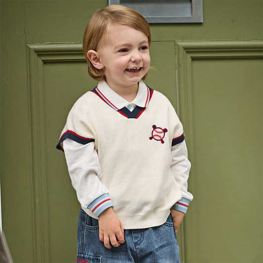 Dave&Bella Toddler Boys Versatile White Sleeveless Breathable Cotton Vests