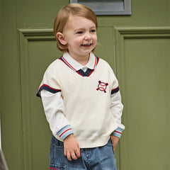 Dave&Bella Toddler Boys Versatile White Sleeveless Breathable Cotton Vests